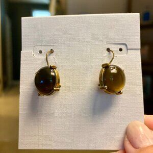 Green Glass Earrings with Gold Hardware